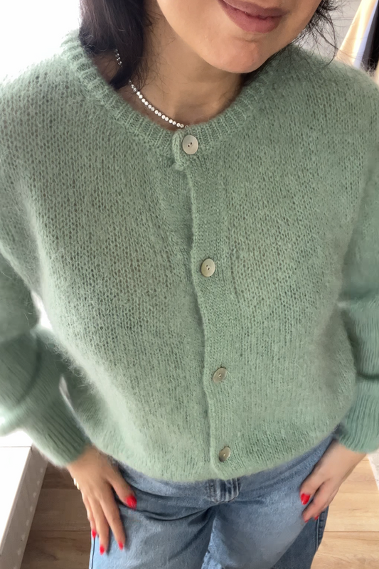 Sunday Mohair Knit Cardigan - Matcha