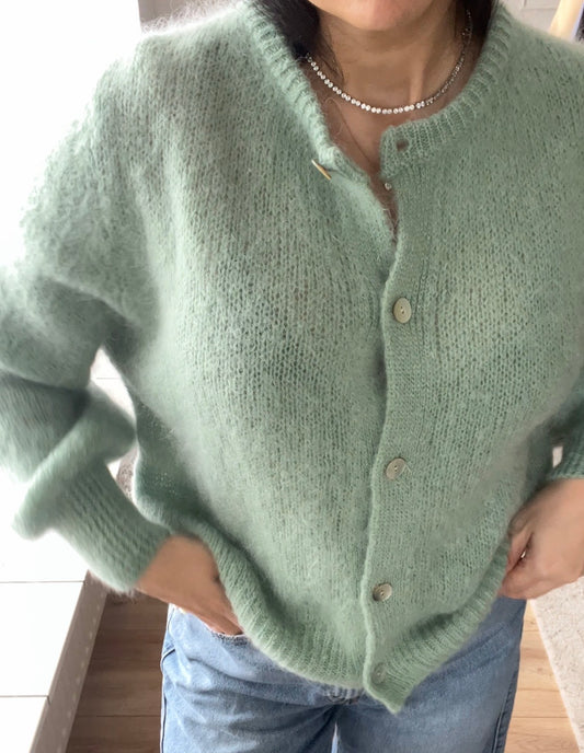 Sunday Mohair Knit Cardigan - Matcha