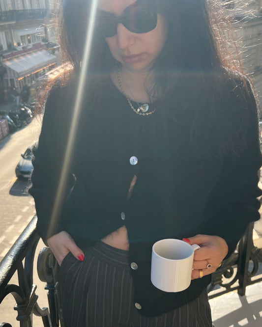 Sunday Mohair Knit Cardigan - Noir